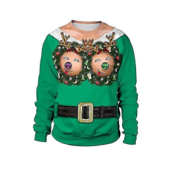 Herre- og dame grim julesweater sjov sweatshirt langærmet pullover toppe style 2 XL