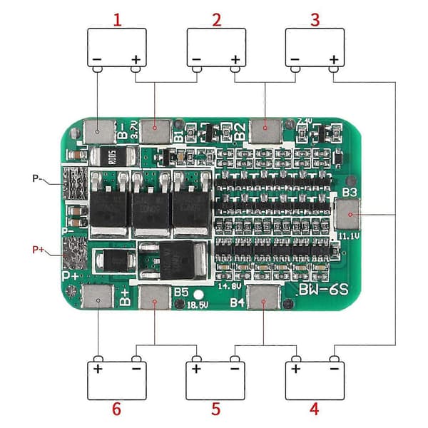 3 kpl 6s 15a 24v Pcb Bms -levy Li-akkujen kennoille