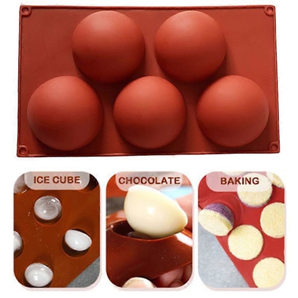 5 Huller Halv Kugle Silikone Non-Stick Kageform DIY Bage Køkkenredskab