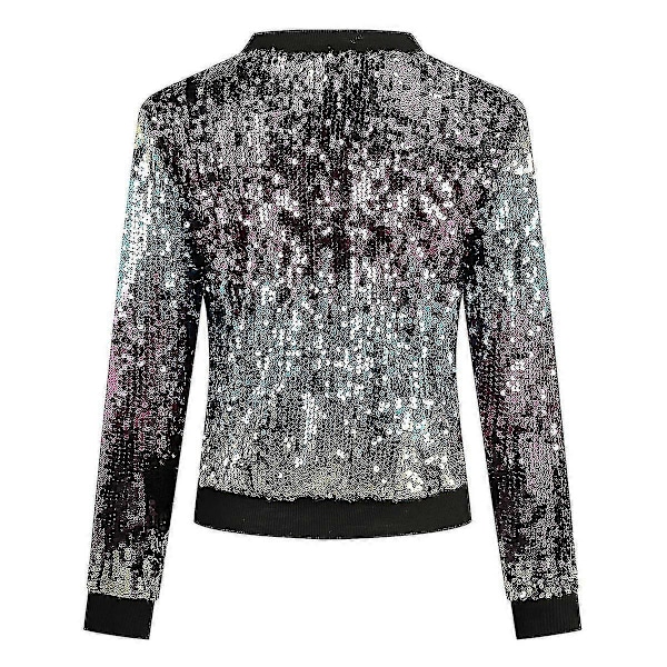 Dame Paljettpanel Flerfarget Metallisk Jakke Purple XL