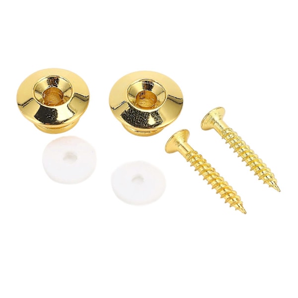 2 st Gitarrbandsknappar Säker Låsning Guld Metall Universal Gitarrband Ändstift