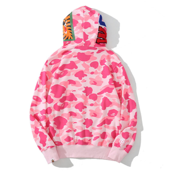 Ny haj huvud digitaltryck herr sport fritid huvtröja jacka pink 4XL