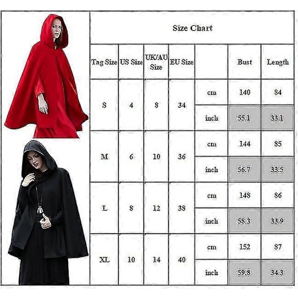 Dam Huva Kappa Poncho Jacka Stor Ledig Ytterkläder Vinter Black M