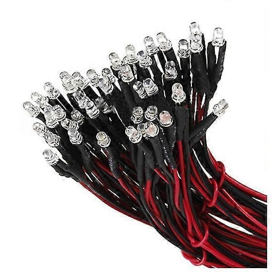 10 stk. 12V 20cm LED ferdigkablet 3mm rød
