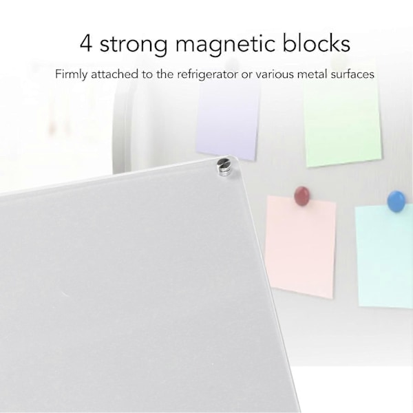 Magnetisk Akryl Whiteboard Transparent Kylskåpsanteckningstavla Kylskåpsmemotavla med 6 Pennor 1 Tavelsudd