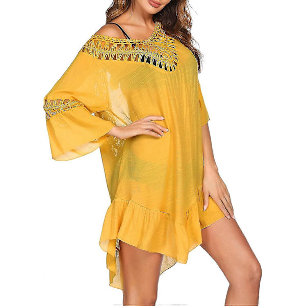 Badedragt Cover Up Dame Badedragt Kjole Plus Size Sexet Bikini Strand Tunika Top Sommer A c brown S
