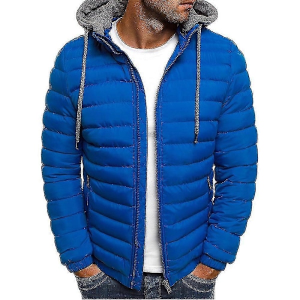 Untuvatakki Talvi Rento Lämmin Takki Miehille Paksu Parker-takki Syksy Tuulenpitävä Hattu Lämpö Hupullinen Puuvillatakki navy blue L