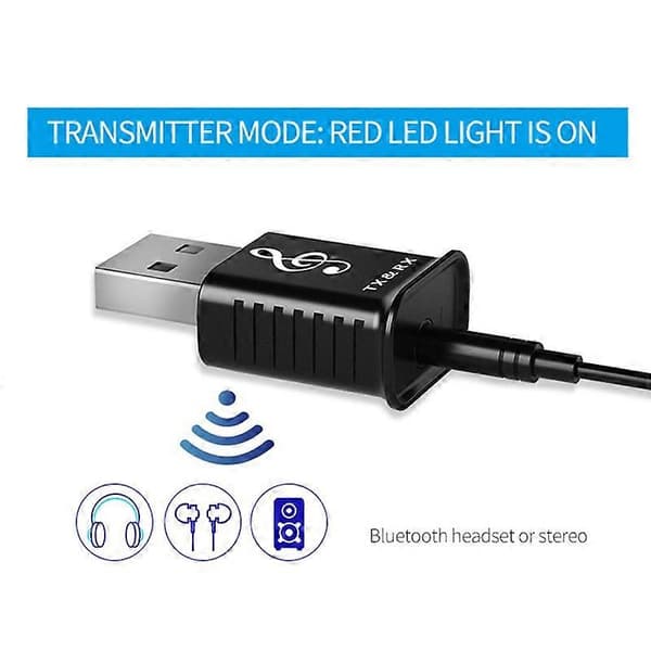 Bærbar 2 i 1 Sender Lydmottaker Bluetooth-kompatibel 5.0 Adapter for PC Laptop