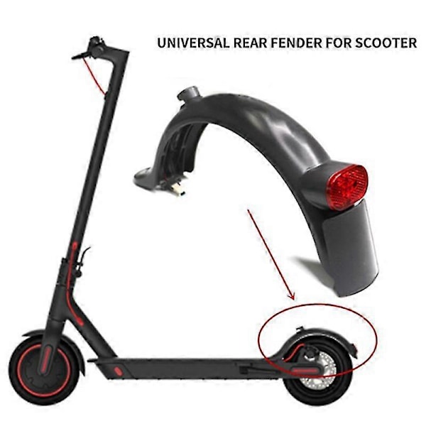 1 Set Elektrisk Scooter Stänkskärm Kit Scooter Bakre Stänkskydd Med Ljus Kit För Uppgraderad M365 Pro Pro 2