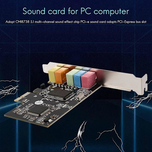 PCIe-äänikortti PCI-e X1 CMI8738-siru 32/64 bit äänikortti stereo 5.1 kanava työpöytä sisäänrakennettu ääni