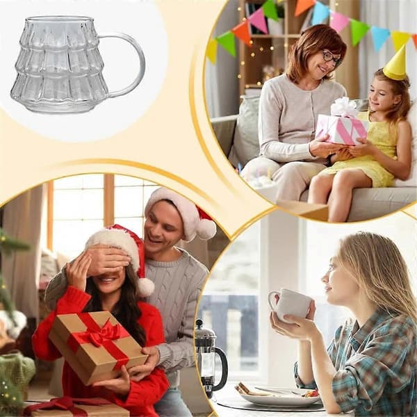 Transparent Kaffemugg Julgransform Mjölk Frukost Glas Kopp