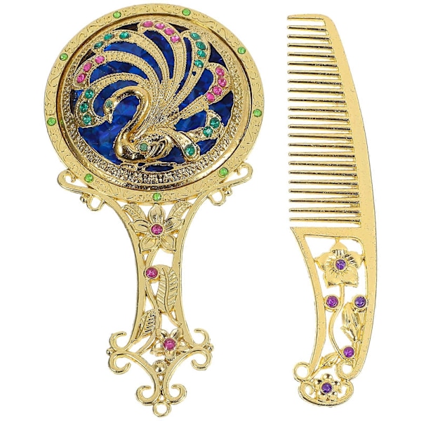 1 Sæt Bærbart Makeup Spejl Mini Toilet Spejl med Kam Elegant Spejl