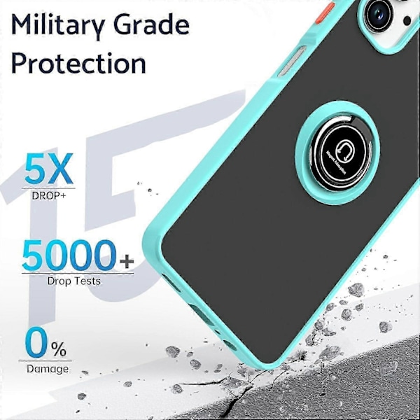 Samsung Galaxy A06 -puhelimen kuori, jossa sormuspidike ja jalusta, TPU+akryylipuhelinkotelo - Musta Azure Galaxy A06