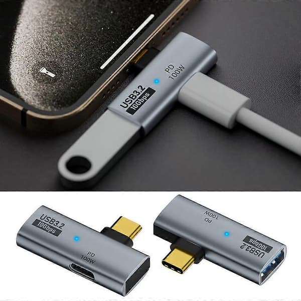 USB-C til USB-A OTG Adapter 100W PD Opladning 10Gbps Dataoverførsel Konverter til MacBook Kompatibel Huawei Plug Play