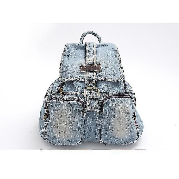 Klassisk vintage mode denim ryggsäck för kvinnor Preppy Messenger Bag