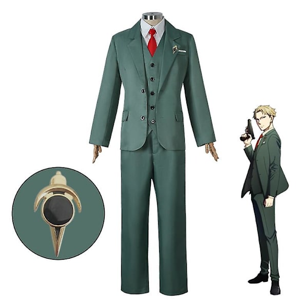 Loid Forger Cosplay Spy Family Twilight Cosplay Kostym Ljusgrön Kostym Kort Blond Peruk Outfit Skjorta Slips Herrkläder Halloween