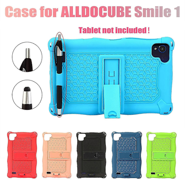 Silikondeksel for Alldosquare Smile 1 8-tommers nettbrettdeksel Beskyttelsesdeksel Nettbrettstativ med penn for Al