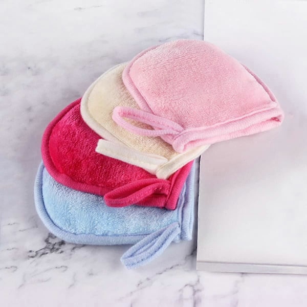 4 stk. Vaskbare Makeupfjernerhandsker i Mikrofiber, Genanvendelig og Vaskbar Makeup