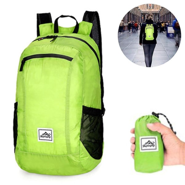Hi Daypack, Ant kokoontaitettava reppu matkailuun, retkeilyyn ja ulkoiluun Green