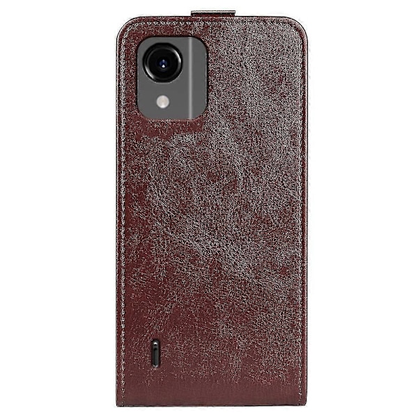 För Nokia C110 Kortfack Telefonfodral Crazy Texture Vertikalt Flip Läderfodral Brown Style D Nokia C110