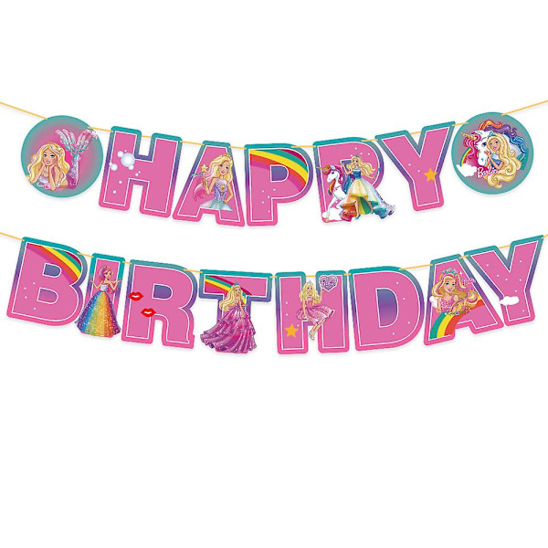 Barbiee Dukke Fødselsdagsfest Dekoration Forsyninger Pink Pige Tema Service Kop Tallerken Ballon Baby Shower Prinsesse Fest Dekoration Gaver banner