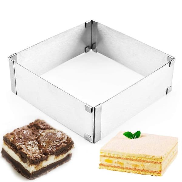 Justerbar Firkantet Kakeform i Rustfritt Stål Mousse Kutter Bakeform Verktøy