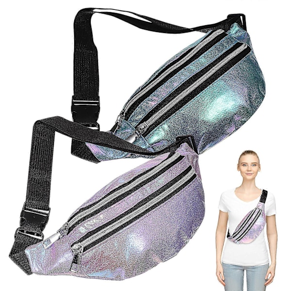 2 st Kvinnor Midjeväska Vattentät Oxfordtyg Bältesväska Flickor Crossbody Magväska för Sport Löpning