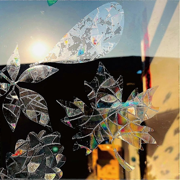 6 st Elektrostatiska Glasdekaler Fågel Trumpet Regnbåge Avtagbara Glasgaller