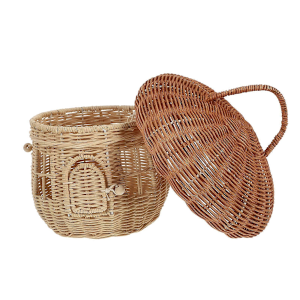 1 st Handvävd Rattan Svampform Förvaringskorg Härlig Skrivbordsdekoration