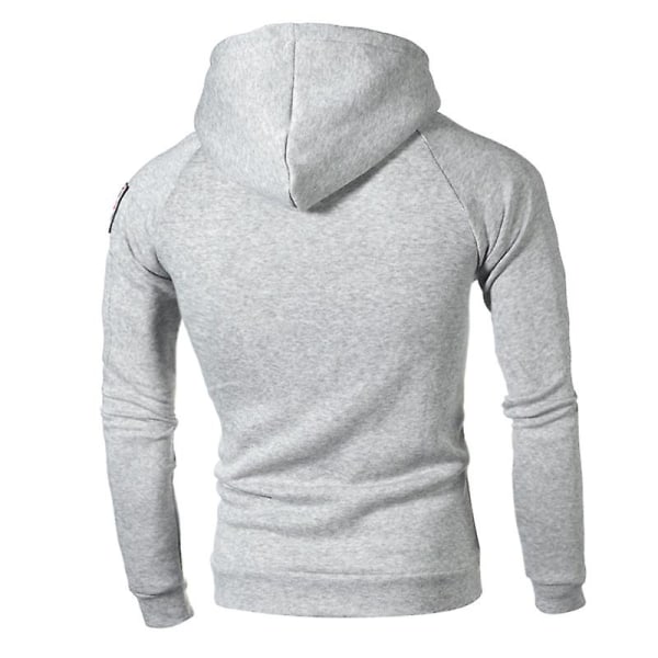 Herr med dragkedja i fleecefodrad huvtröja Sweatshirts Pullover Vinter Varm långärmad huva Activewear Toppar Light Grey L