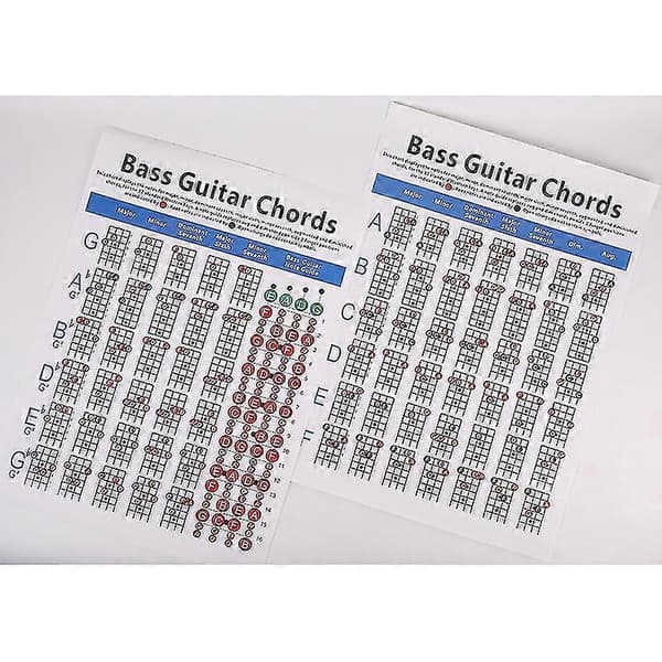 Elektrisk basgitarr ackordtabell 4-strängad gitarr ackordfingersättningsdiagram övningsdiagram liten