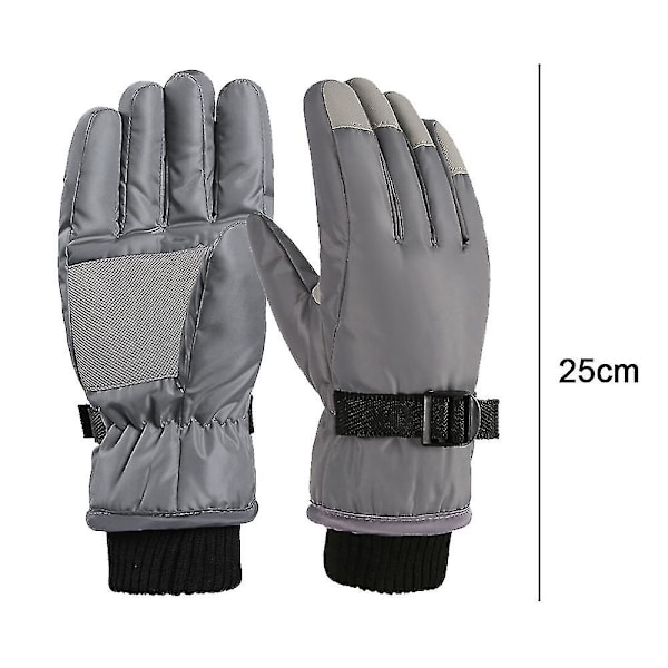 Vinterhansker for barn, snø- og skihansker, ungdomshansker for kaldt vær til ski Gray