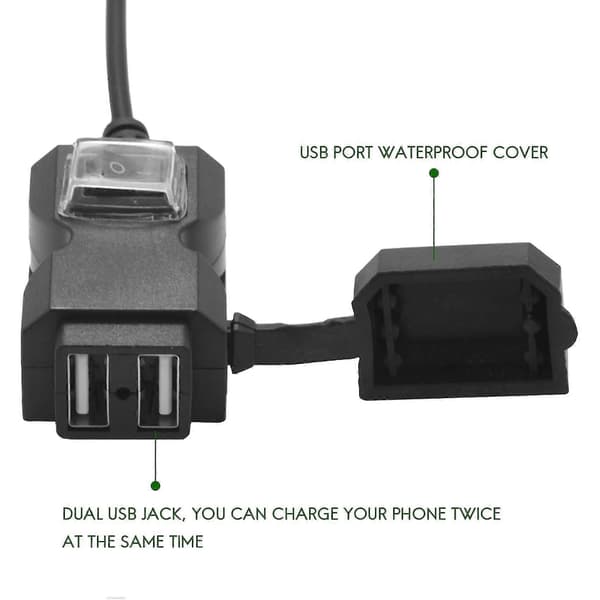 12V Vanntett Motorsykkel - USB Lader Socket Adapter Uttak