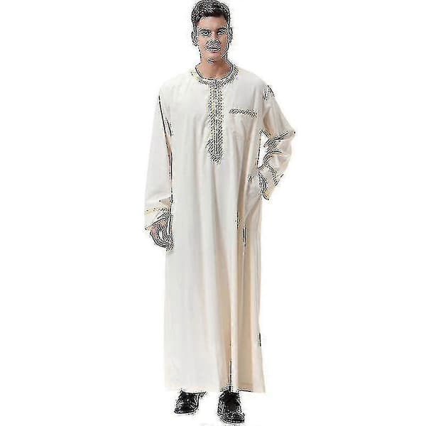 Mäns Saudi-Arabisk Kaftan Dubai Tunika Lång Topp Blus Thobe Kläder