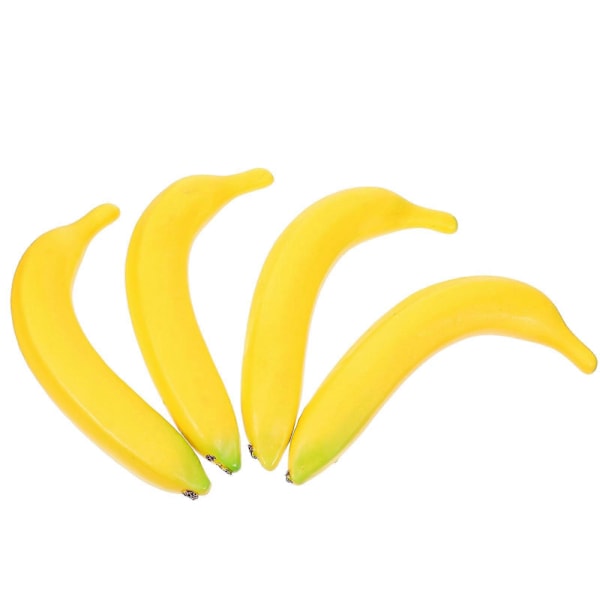4 st Konstgjorda Bananer Fotorekvisita Realistiska Fruktdekorationer (Gul)