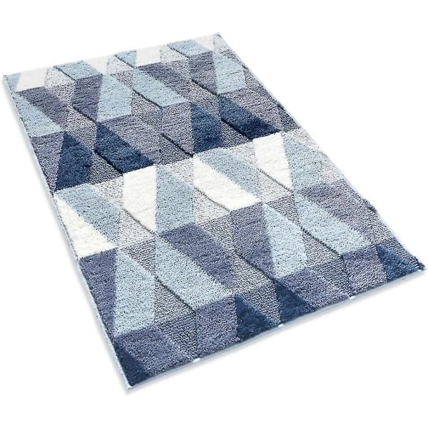 Tflycqbath Matta Löpare Stor Badrumsmatta 61 x 102 cm Blå Absorberande Golvmatta Luddig Mikrofiber Geometrisk Pad Duschmatta Löpare, Blå