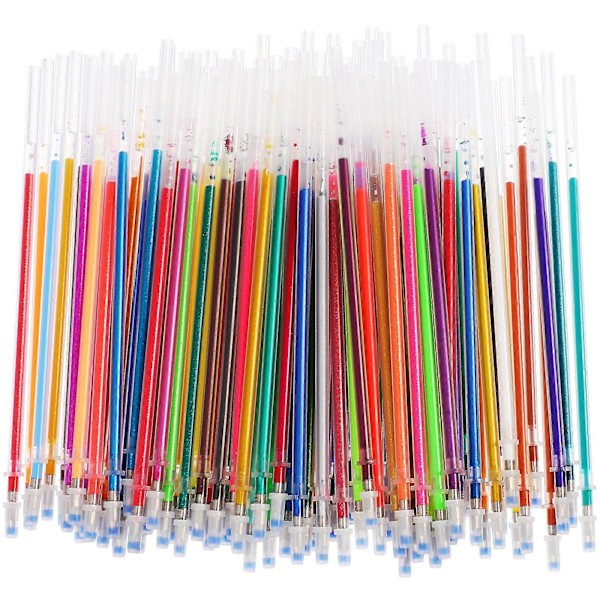 100 stk. farverige gelpen-refiller 0,8 mm kuglepen-refill, studerende, kontorartikler til doodling, scrapbooking, tegning (blandede farver)