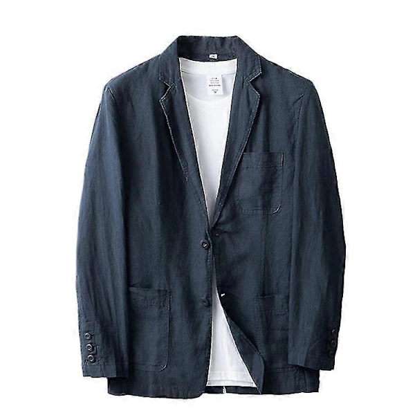 Lette hørblazer til mænd, jakke, frakke med to knapper Navy XL