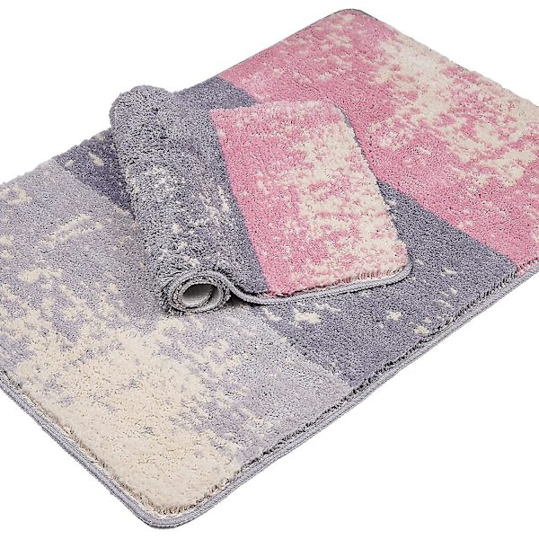 Tflycqbathroom Mattset med 2 Absorberande Maskintvättbara Halkfria Badrumsmattor Lyxiga Mjuka Mikrofiber Färgglada Badrumsmattor för Badrum Kök och Sovrum