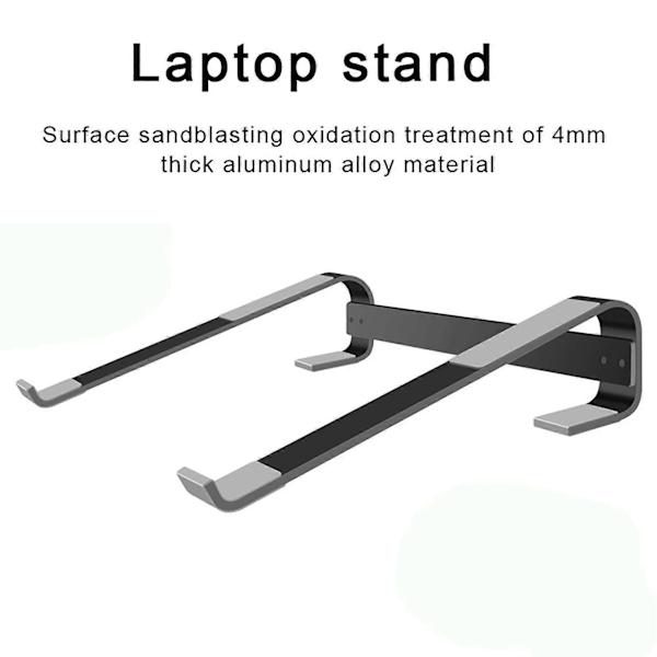 Laptopställ i aluminiumlegering, portabelt, snabb värmeavledning, halkfri silikon, för hemmakontor, skrivbordsdator, höjare, PC-tillbehör