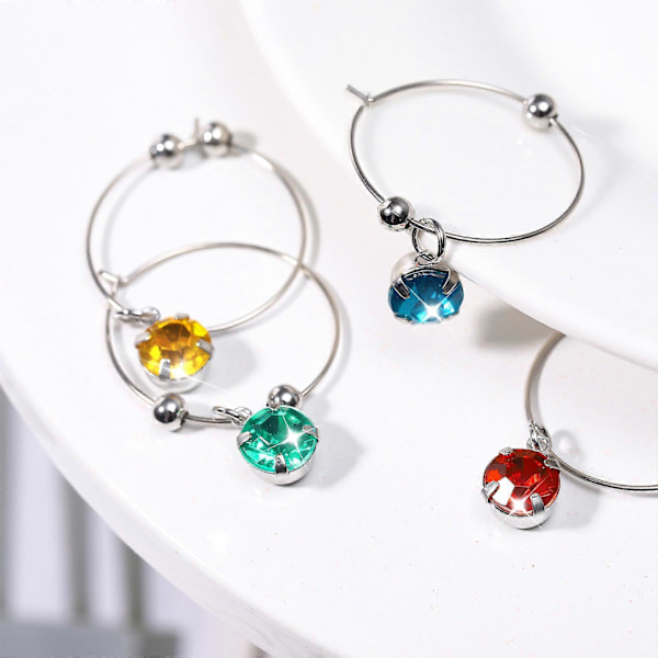 Hemoton 8 stk. Farverige Diamanter Vinglas Hængende Ring DIY Vinglas Ring til Restaurant Hotel Bar (Blandet Farve)