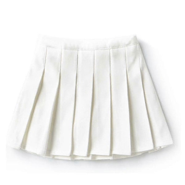 Tyttöjen korkeavyötäröinen pliseerattu vetoketjullinen tennishenkinen skater-minihame (lapset) White 110cm  3-4 Years