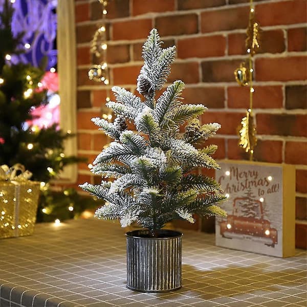 Flocking Kunstig Juletre Desktop Cedar Juletre A