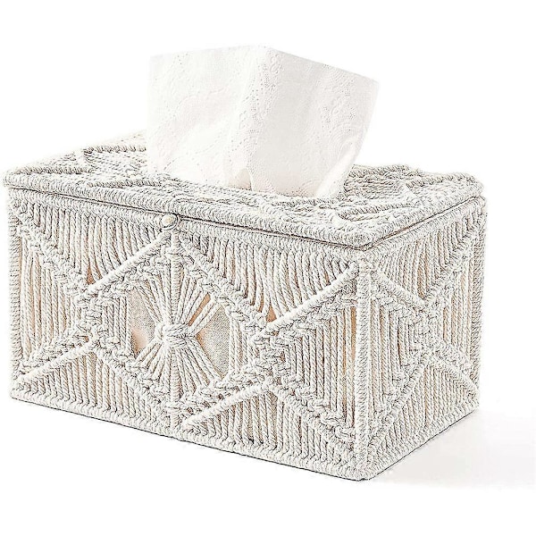 Servietboks Cover Boho Indretning Rektangulær Papirservietholder Med Perlespænde Macrame Servietter