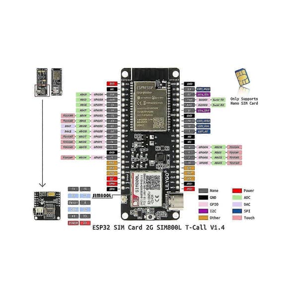 T-call V1.4 Esp32 Langaton Moduuli Sim Antenni Wifi Hammas Laajennuslevy Devkit (s