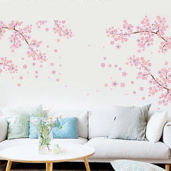 Blommeblomst DIY Sofa TV Baggrund Vægklistermærke Soveværelse Stue Hjemmeindretning