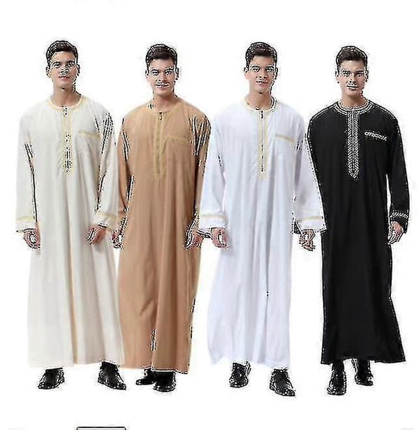 Mäns Saudi-Arabisk Kaftan Dubai Tunika Lång Topp Blus Thobe Kläder