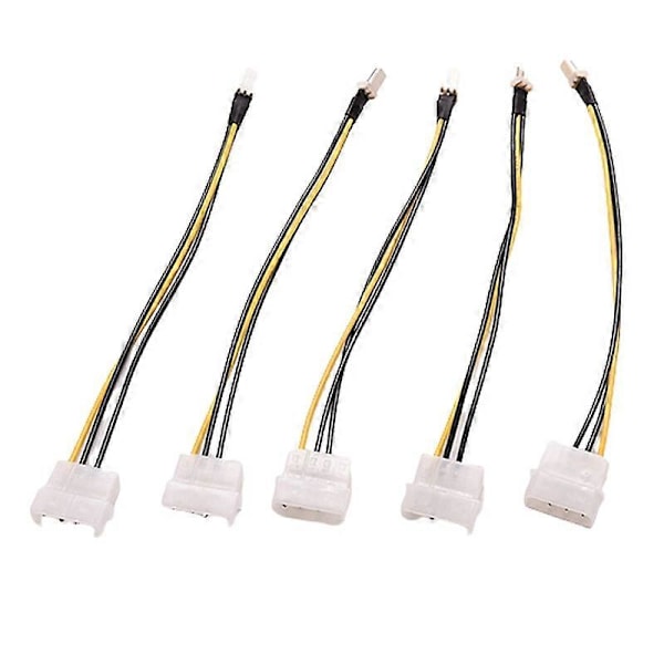 5 kpl 4-nastainen Molex/IDE - 3-nastainen CPU-kotelotuulettimen virtaliitäntäkaapelisovitin 20cm