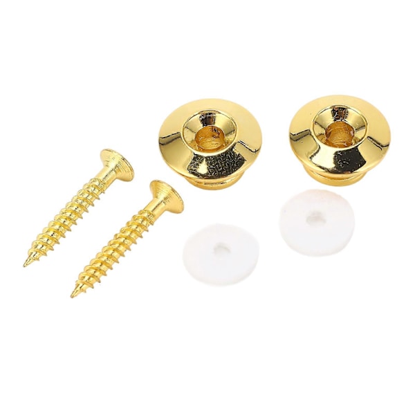 2 st Gitarrbandsknappar Säker Låsning Guld Metall Universal Gitarrband Ändstift