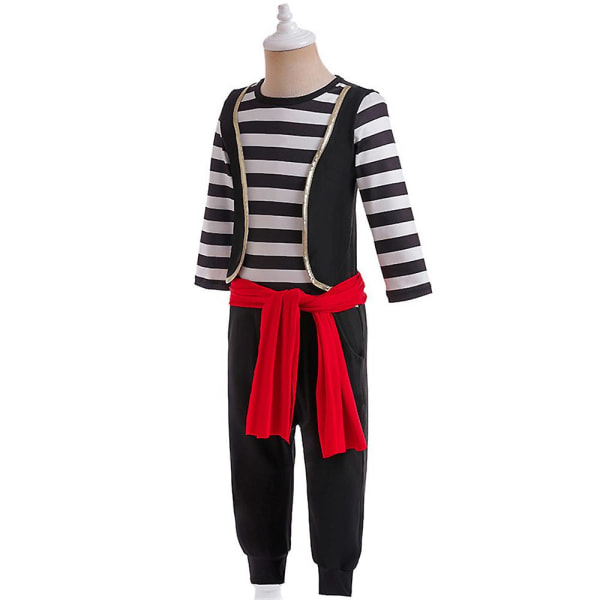 Barn Pirate Cosplay Kostym Toppar+byxor+bälte Halloween Party Outfit Set Fancy Dress Presents 4-5 Years